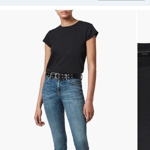 All Saints black Anna cuff  Sleeve cotton Tee sz 0